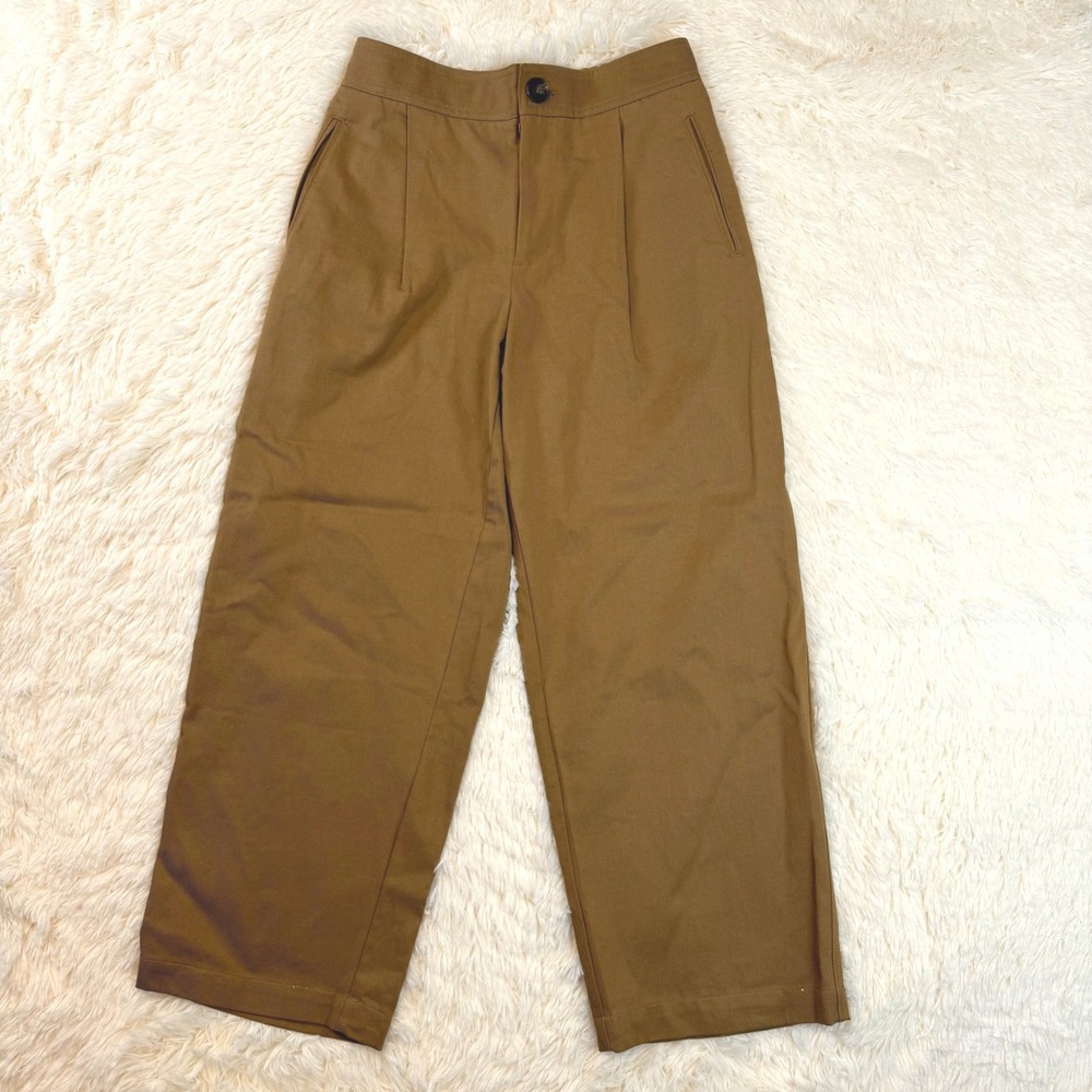 NWOT Zara Trousers Women Small Brown Pleated Wide Leg Capsule Early